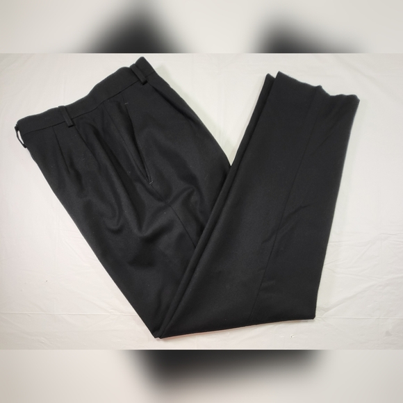 Vintage CASUAL CORNER Pleated Straight Leg Lined Black Wool Slacks - Size 8 - Picture 2 of 5